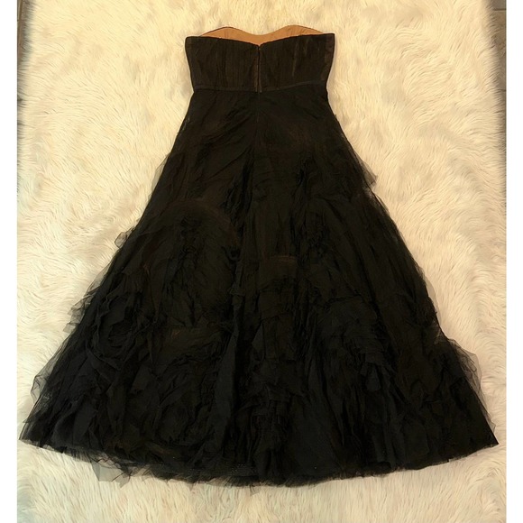 Marchesa Notte Strapless Textured Tulle Gown Corset Formal Black Tie Dress Black - Picture 11 of 16